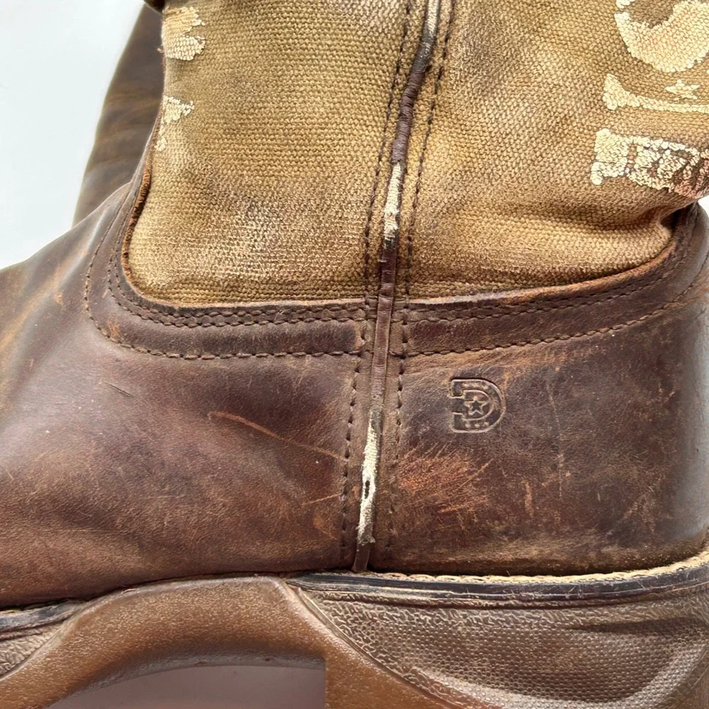 Durango Kids 8 Inch Western Boots Brown Army Green USA Flag Size 5.5M